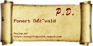 Ponert Dévald névjegykártya